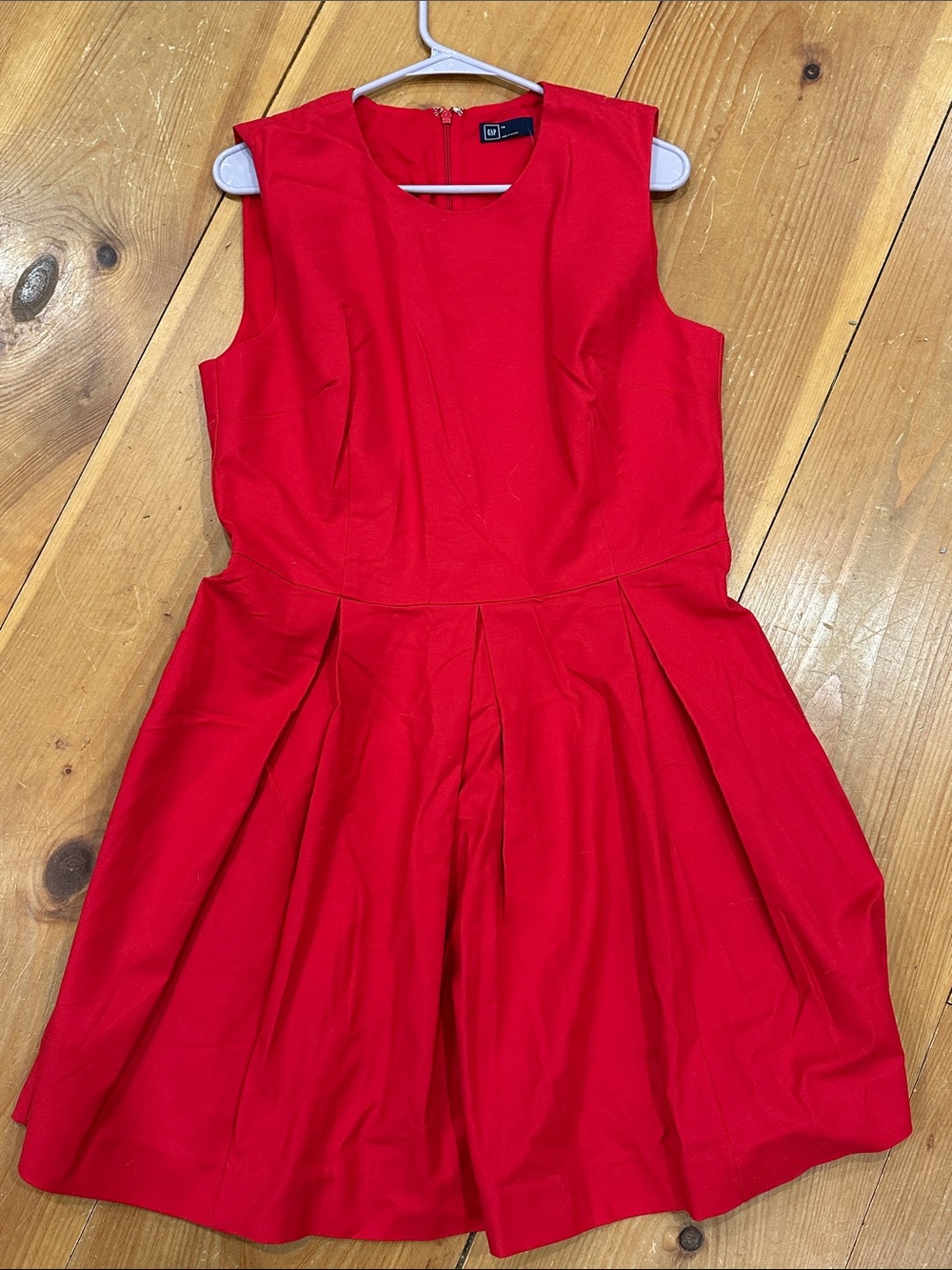 GAP Red Sleeveless Pleated Fit & Flare Dress